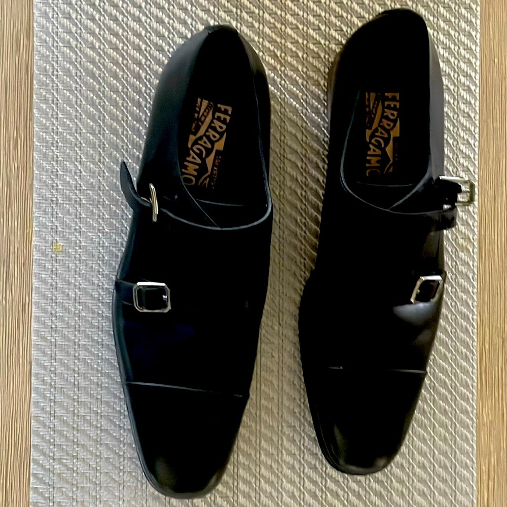 Never worn Monk Shoes. Elegant black leather